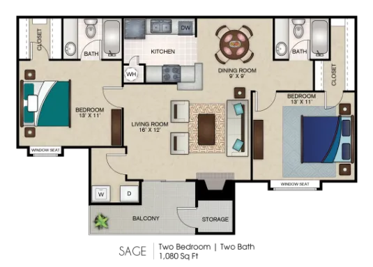 Indian Creek Carrollton Apartment Floor Plan 6