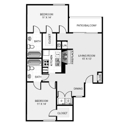 Keller Oaks Carrollton Apartment Floor Plan 5