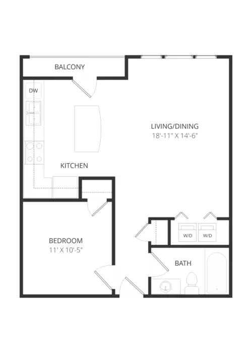 Lofts at Watters Creek 1bd FloorPlan 002