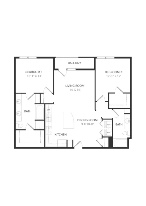 Lofts at Watters Creek 2bd FloorPlan 002