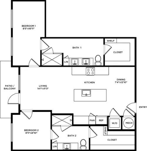 Lyle Apartments Addison Floorplan 8