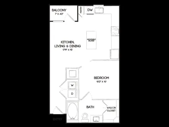 Oak & Ellum Dallas Apartment Floor Plan 1