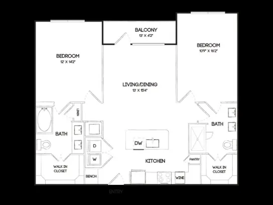 Oak & Ellum Dallas Apartment Floor Plan 12