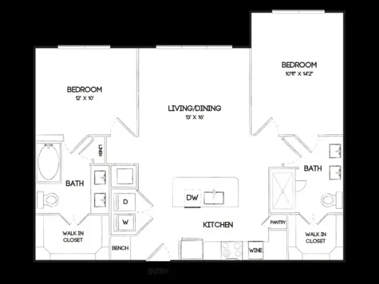 Oak & Ellum Dallas Apartment Floor Plan 13