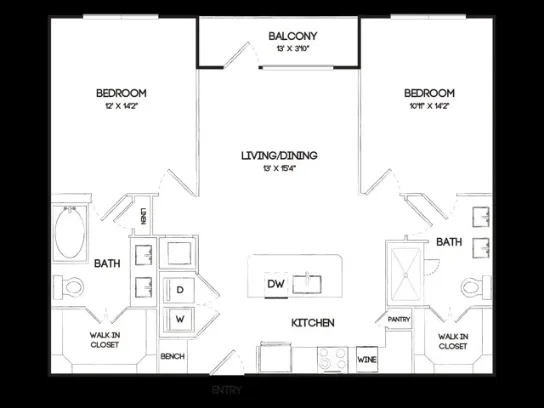 Oak & Ellum Dallas Apartment Floor Plan 14