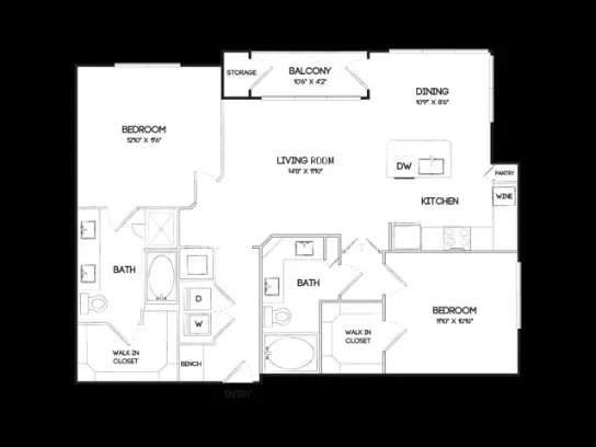 Oak & Ellum Dallas Apartment Floor Plan 15