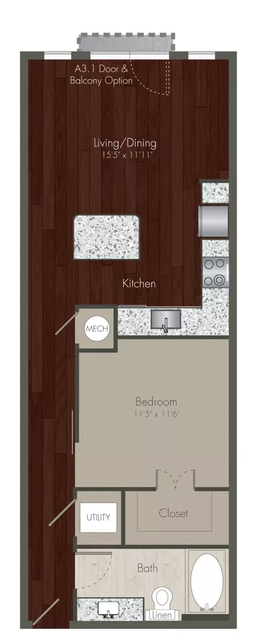 One Oak Grove Apartments Floorplan 2