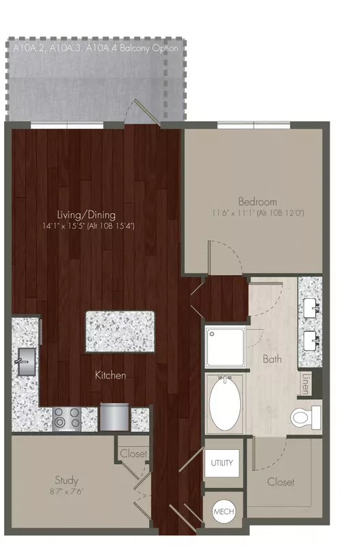 One Oak Grove Apartments Floorplan 3