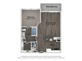 Rowlett Station Apartments Floorplan 1