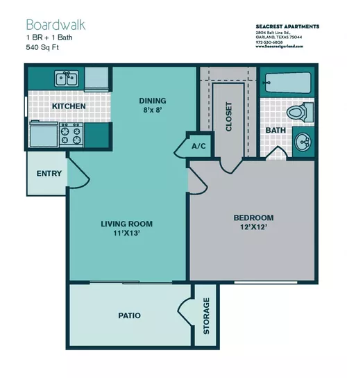 Seacrest Apartments Garland Floorplan 1