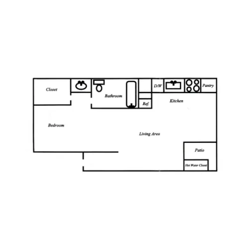 Stadium View Apartments Floor plan 1 studio