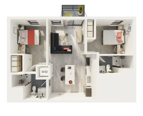 The Parlor 2BR floor plan 1