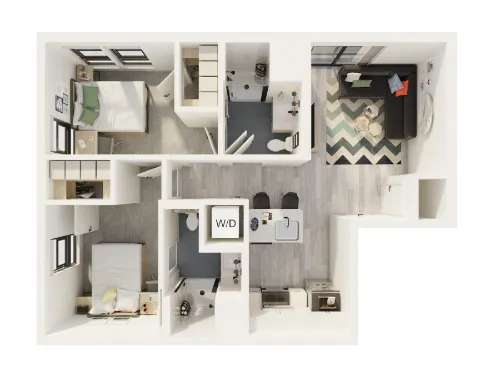 The Parlor 2BR floor plan 4