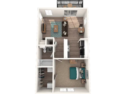 The Timbers 1BR floor plan 1