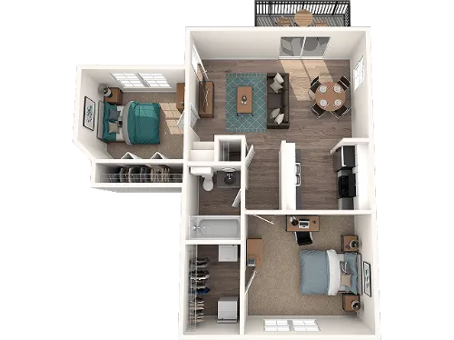 The Timbers 2BR floor plan 1