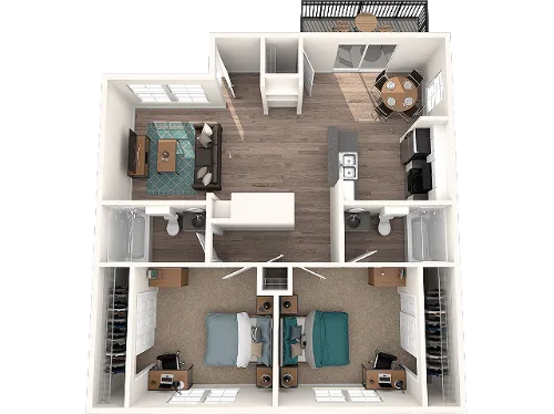 The Timbers 2BR floor plan 3