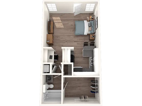 The Timbers Studio floor plan 1