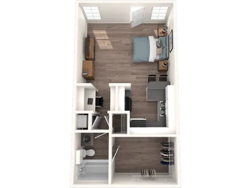 The Timbers Studio floor plan 2