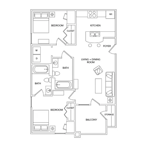 Villagio 2BR floor plan 1