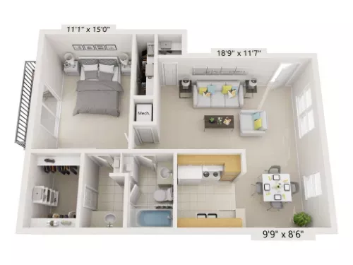 Concord Village Apartments Sherman Floorplan 1