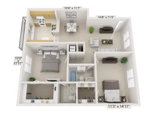 Concord Village Apartments Sherman Floorplan 2