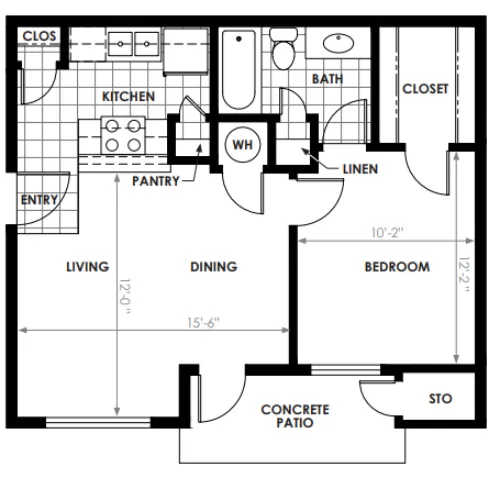 Country Village Apartments Sherman Floorplan 1