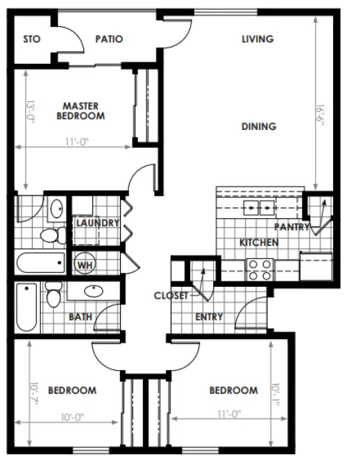 Country Village Apartments Sherman Floorplan 6