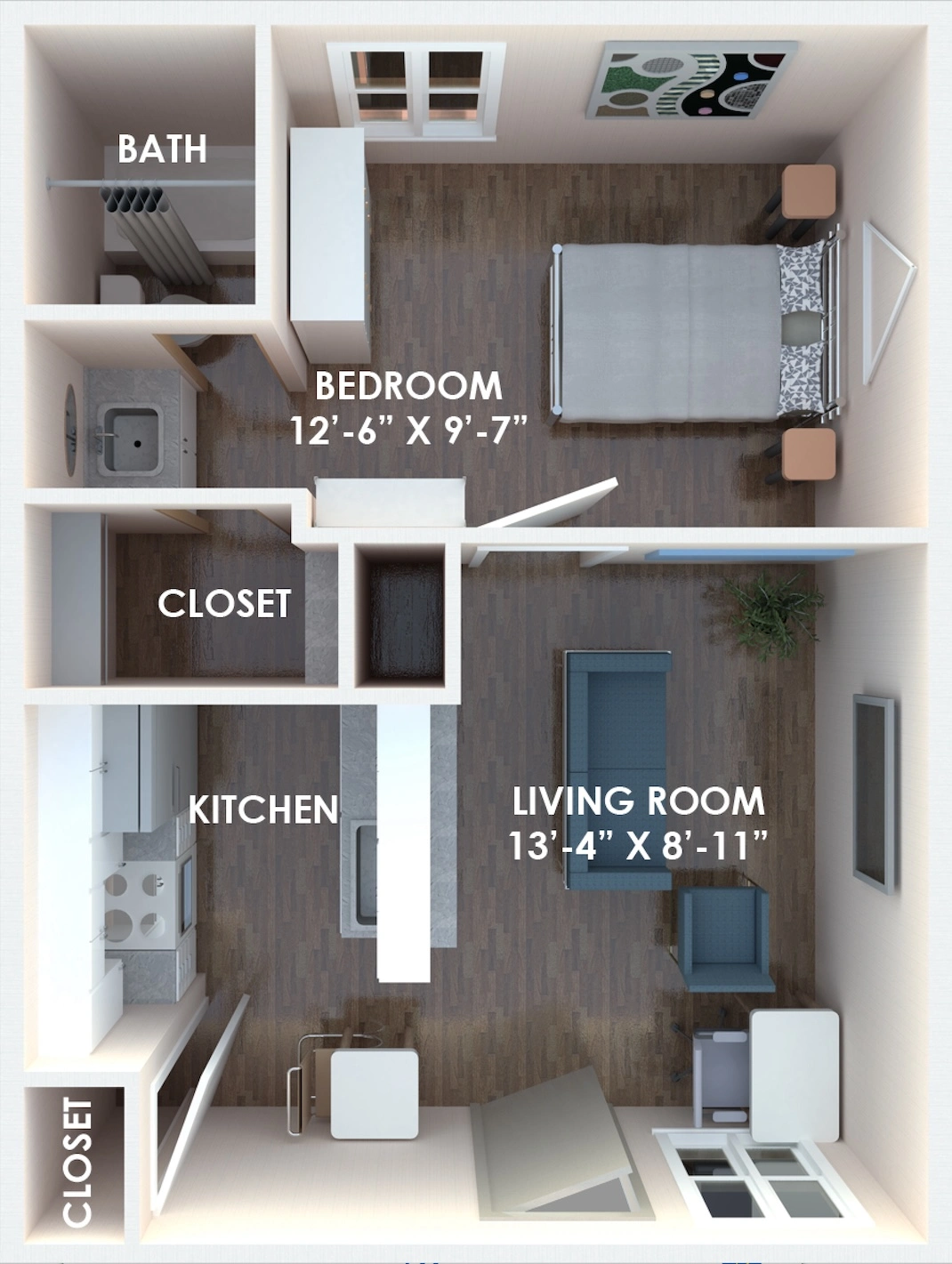 Hyde Park Court North Campus Apartment Austin Floor Plan 1