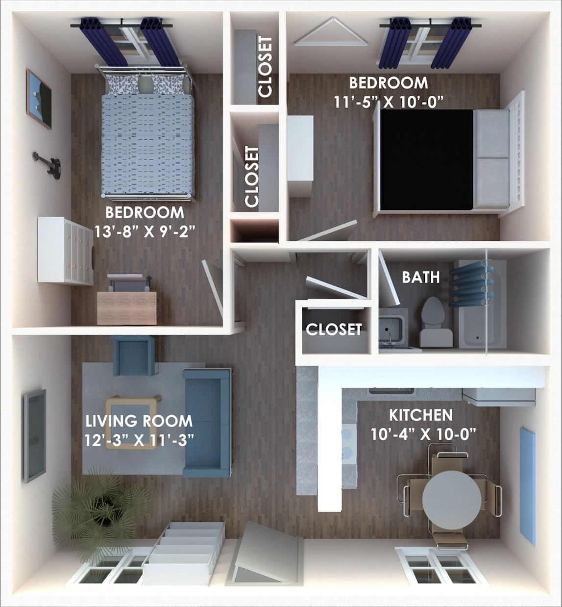 Hyde Park Court North Campus Apartment Austin Floor Plan 2