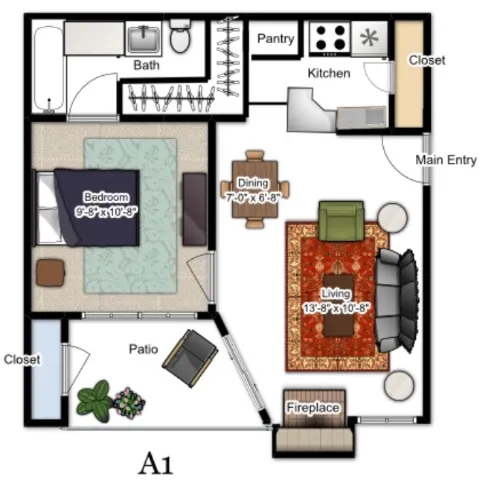 Raintree Apartment Homes Sherman Floorplan 1