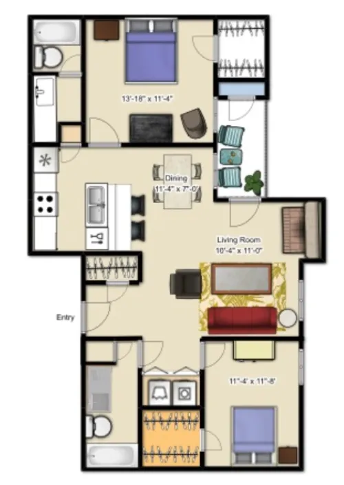 Raintree Apartment Homes Sherman Floorplan 4