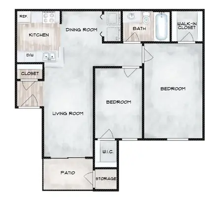 Wood Trail-Bryan Apartments FloorPlan 3