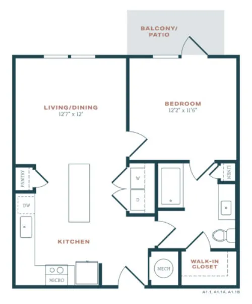 Alexan Melissa Dallas Apartments Floorplan 1