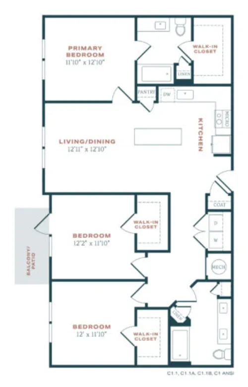 Alexan Melissa Dallas Apartments Floorplan 6