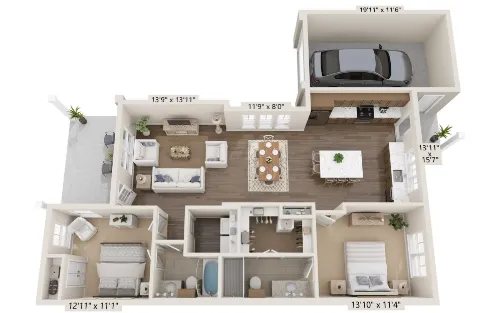 Mirella Apartments Houston Floor Plan 1