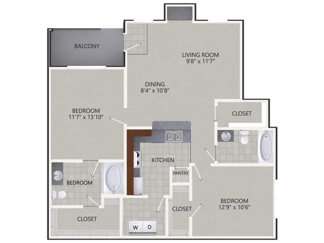 Cottonwood Ridgeview Plano Apartment Floor Plan 6