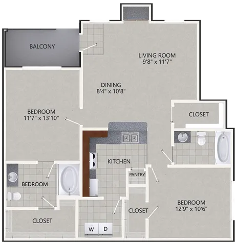 Cottonwood Ridgeview Plano Apartment Floor Plan 7