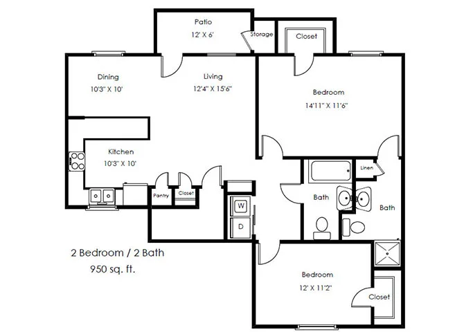 Hickory Manor 62+ Apartments DeSoto Floorplan 2