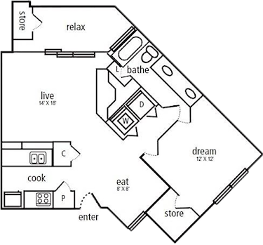 Hillside Community Apartments Carrollton Floorplan 1