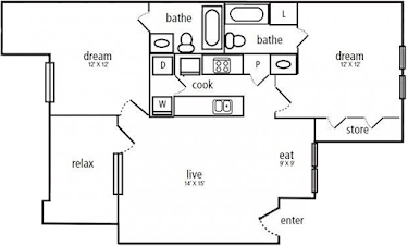 Hillside Community Apartments Carrollton Floorplan 6