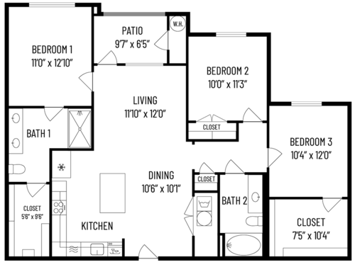 The Beacon on Westmoreland Apartments Floorplan 6