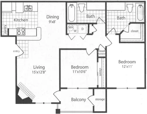 The Gates of Cedar Hill Apartments Floorplan 3