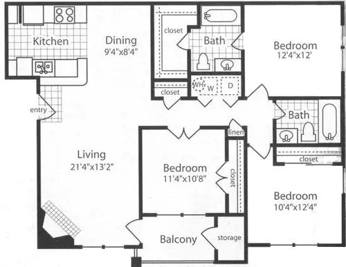 The Gates of Cedar Hill Apartments Floorplan 4