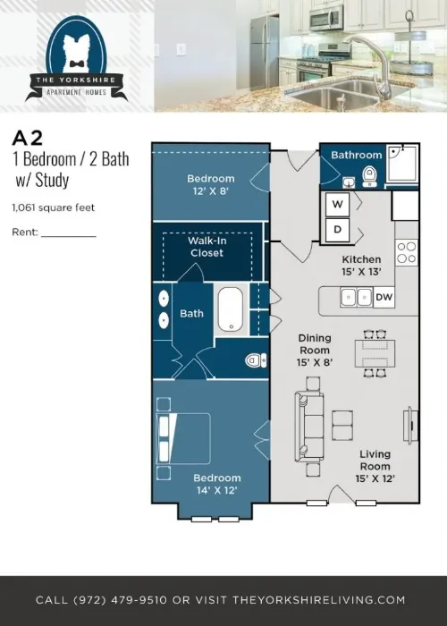 The Yorkshire Apartment Homes Richardson FloorPlan 2