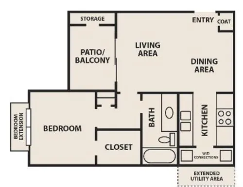 Creekwood Apartment Homes Irving FloorPlan 1