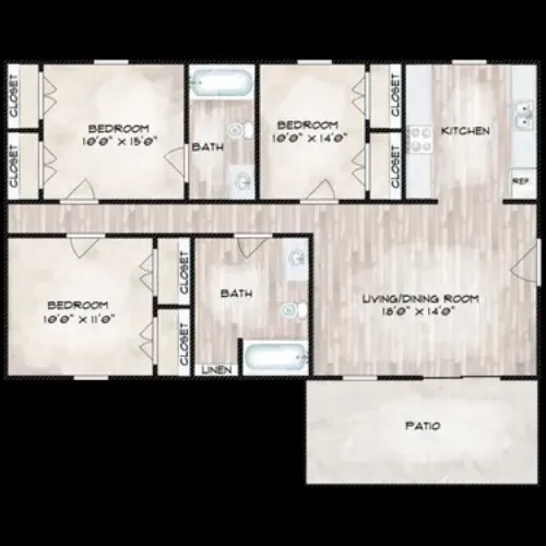 Donna Lynn Apartments Grand Prairie FloorPlan 3