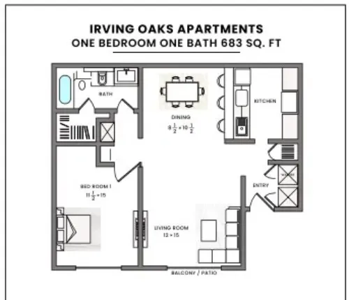 Irving Oaks Apartments FloorPlan 1