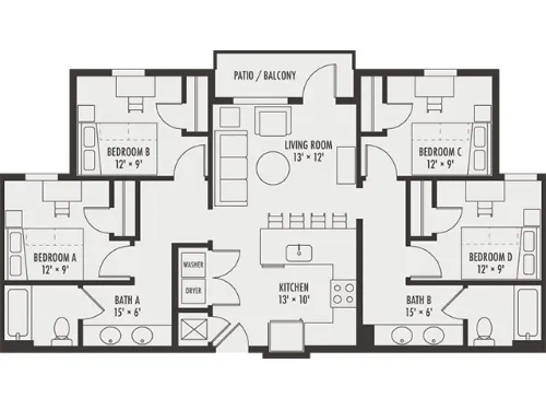 Northside Apartments Richardson FloorPlan 14