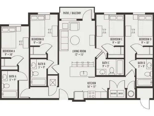 Northside Apartments Richardson FloorPlan 15