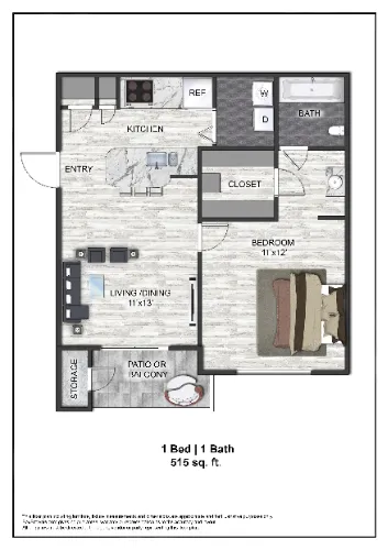 Oaklyn Apartments McKinney Floorplan 1